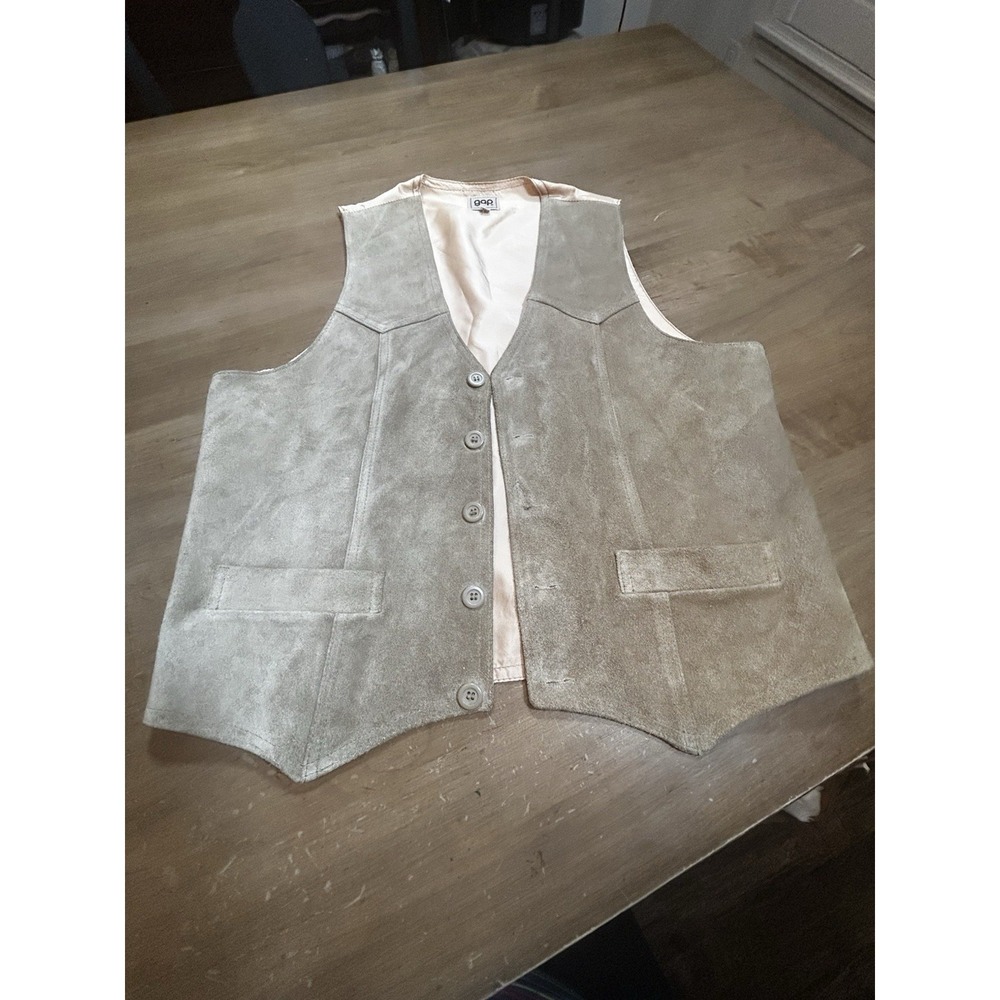 Vintage Gap Men's Cowhide 5-Button Suede Vest Western Cowboy Size XL 90's Y2K